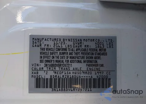 2024 Nissan Sentra Sr Xtronic Cvt z USA, uszkodzony, nr VIN 3N1AB8DV6RY247211